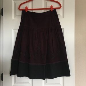 LOFT Merlot and Black Skirt. Size 2